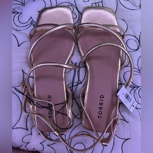 Torrid gold block mini heeled sandals